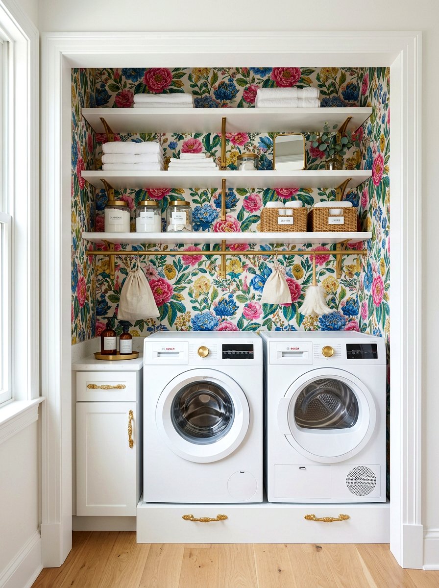 Laundry closet wallpaper - 30 organizing a laundry closet ideas