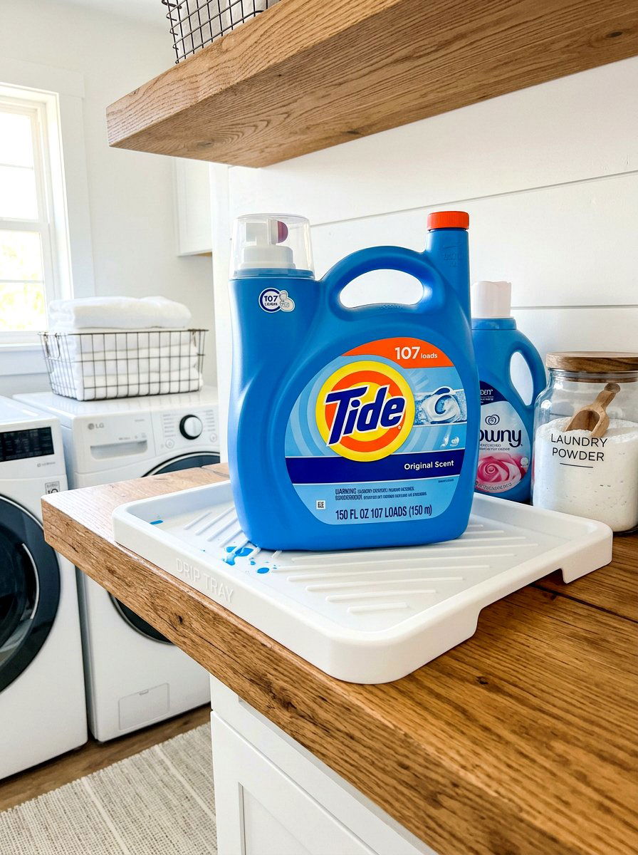 Laundry detergent drip tray - 30 organizing a laundry closet ideas