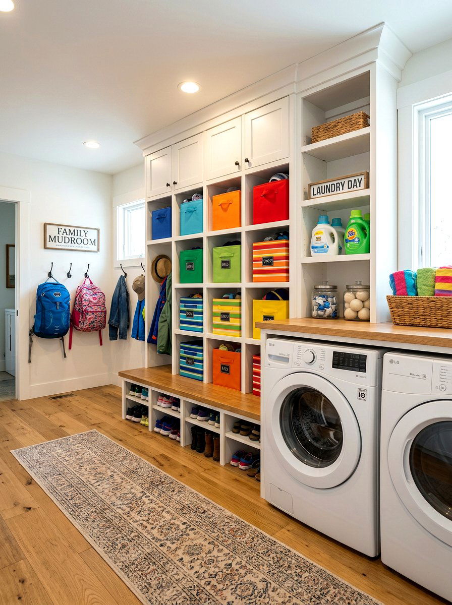 Laundry mudroom storage cubbies - 30 laundry room mudroom combo ideas