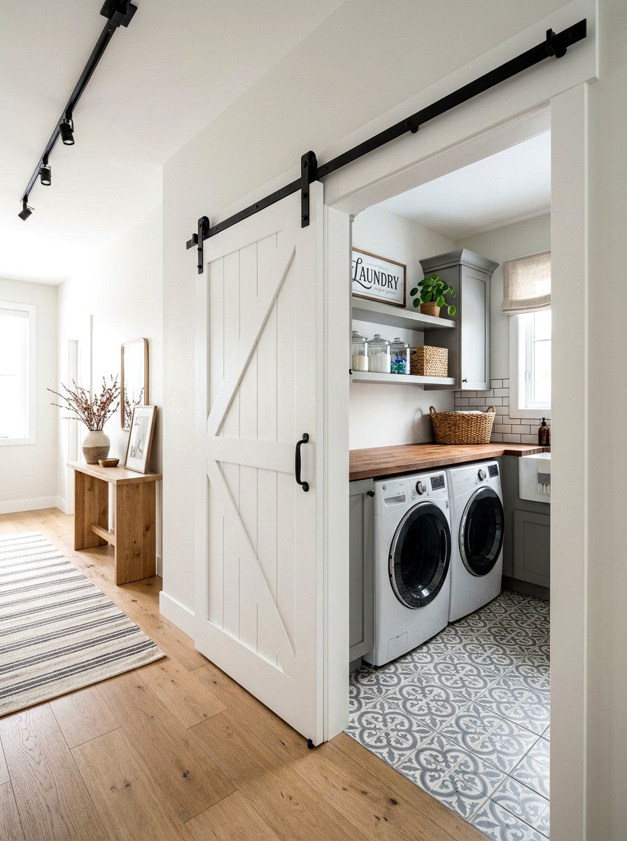 Laundry room barn door - 30 laundry room ideas