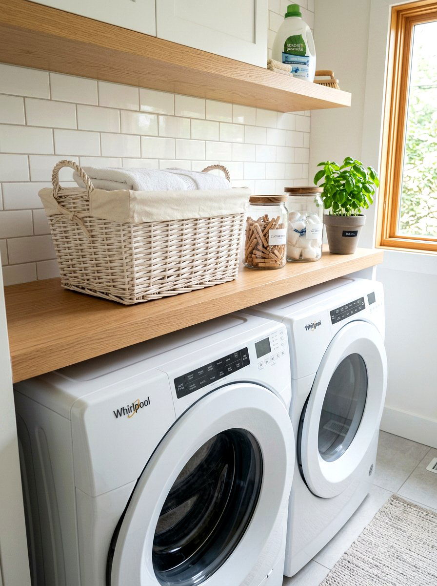 Laundry room basket - 30 open cabinet styling ideas