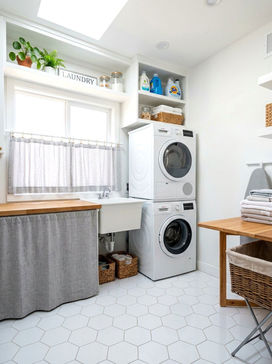 Laundry room cafe curtain - 30 cafe curtain ideas