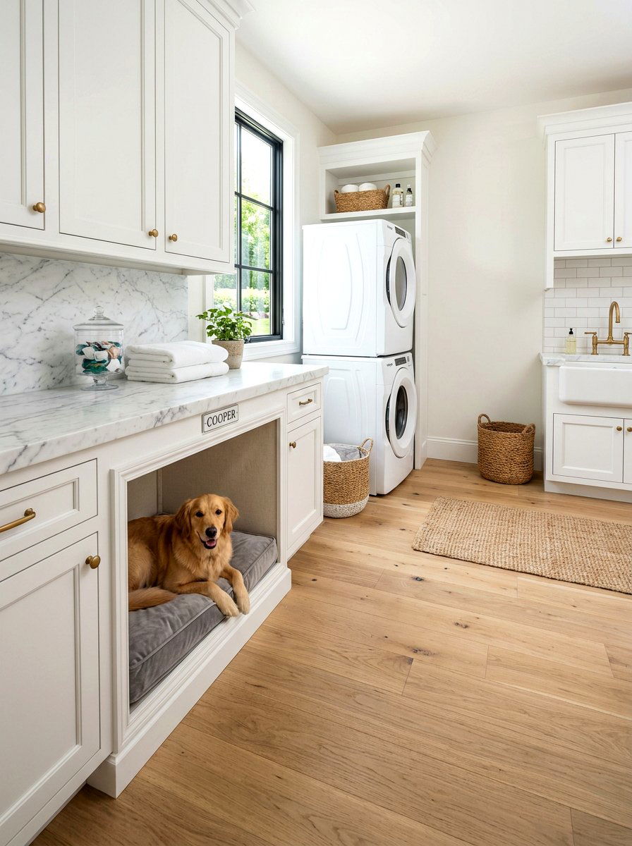 Laundry room dog bed - 30 pet room ideas