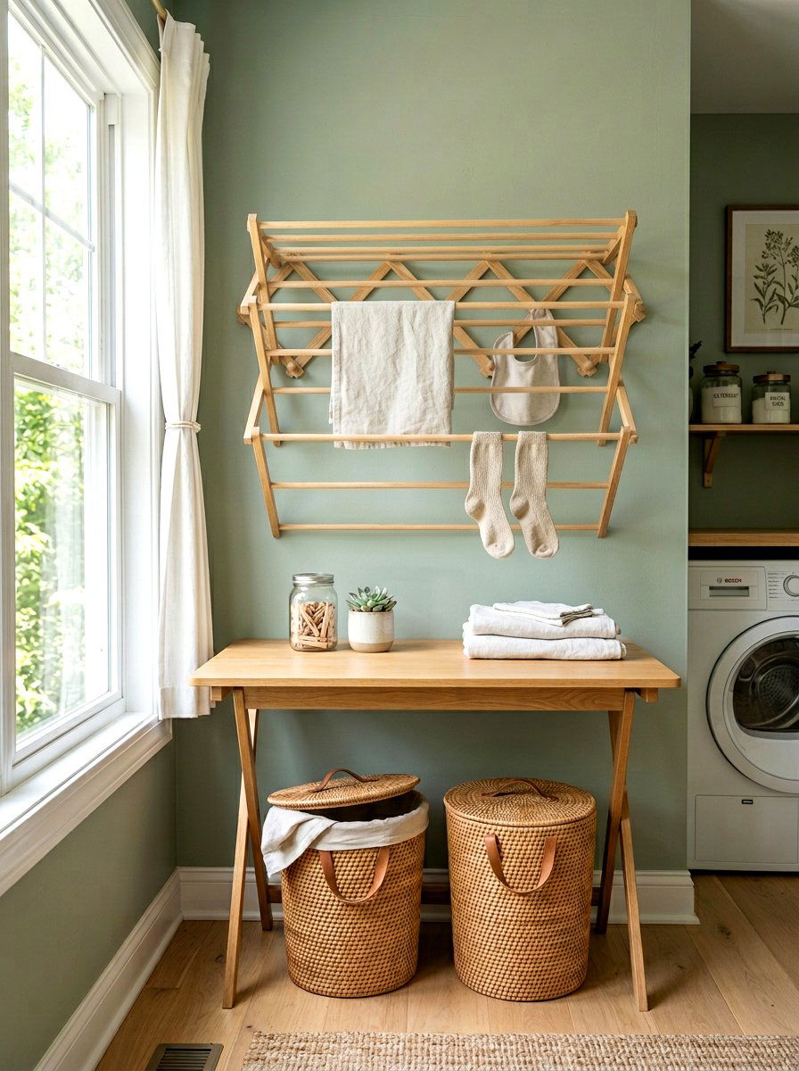 Laundry room drying rack wall - 30 modern laundry room ideas