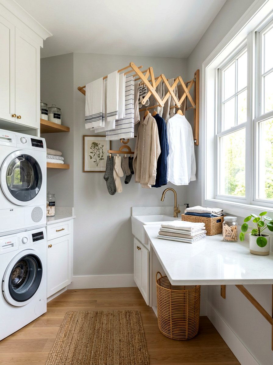 Laundry room drying rack - 30 laundry room ideas