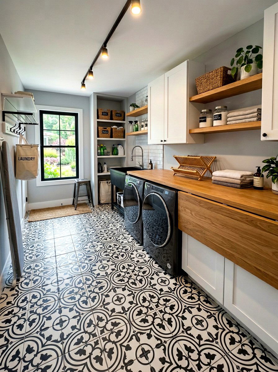Laundry room floor tile - 30 laundry room ideas