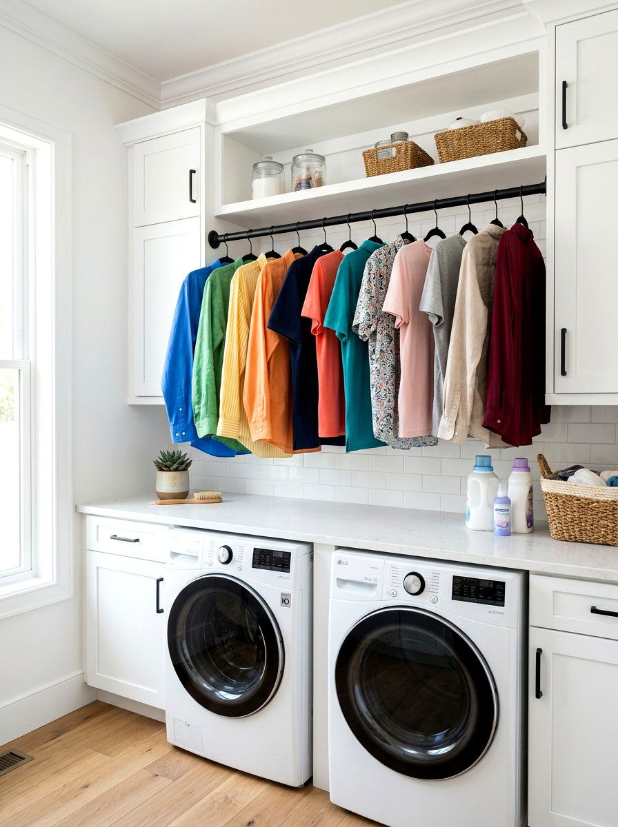 Laundry room hanging rod - 30 small laundry room ideas