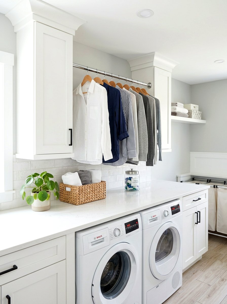 Laundry room hanging rod - 30 modern laundry room ideas