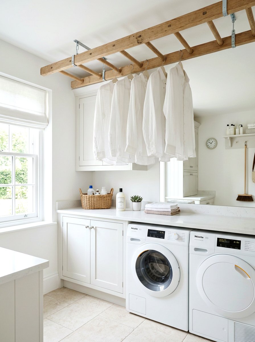 Laundry room ladder - 30 decorative ladder ideas