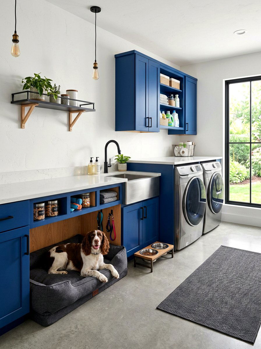 Laundry room pet station - 30 pet nook apartment ideas