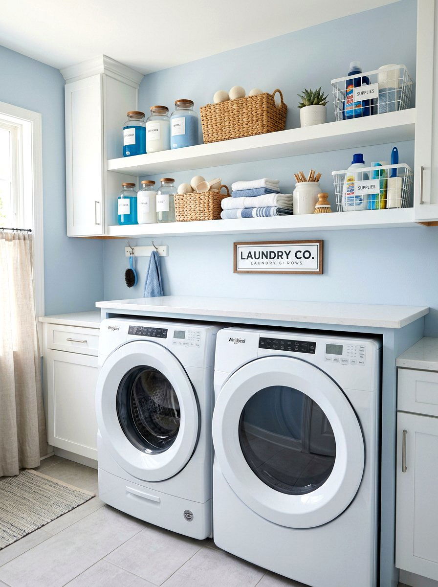 Laundry room shelf - 30 wall shelf decor ideas