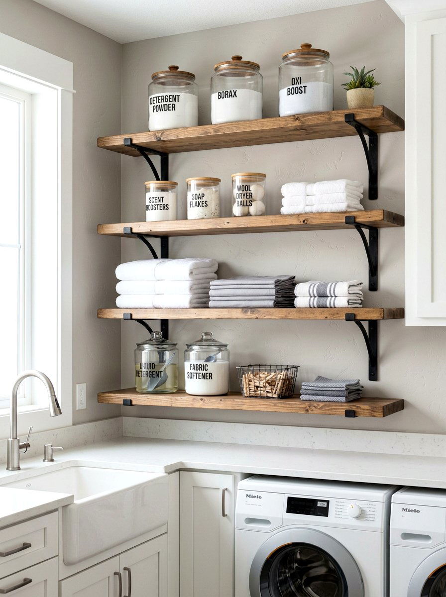 Laundry room shelving unit - 30 modern laundry room ideas