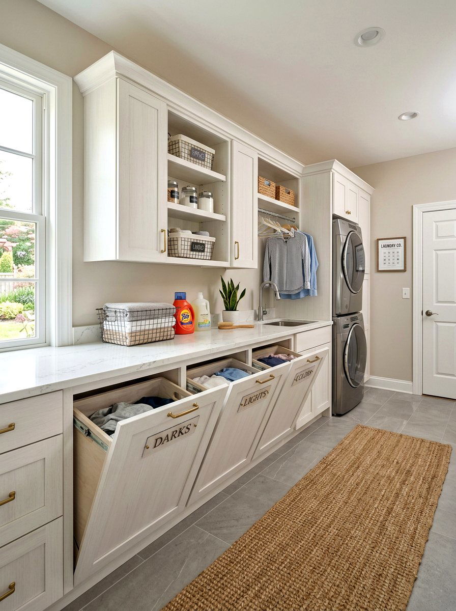 Laundry room sorting station - 30 laundry room ideas