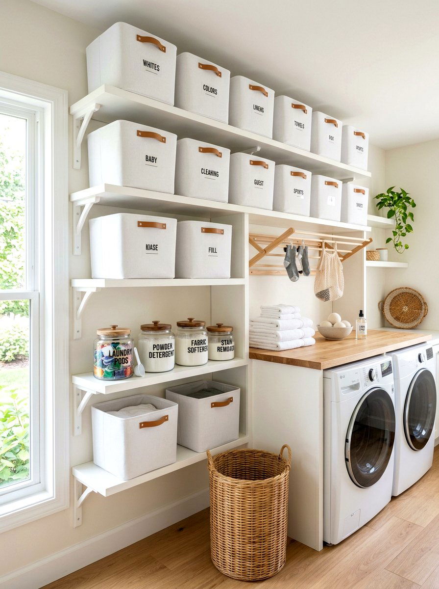 Laundry room storage bins - 30 laundry room ideas