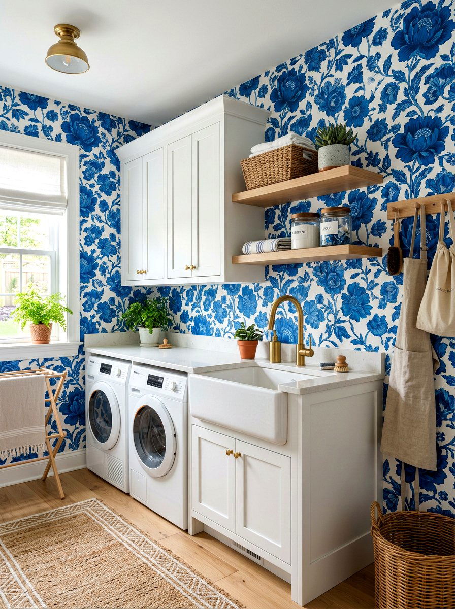 Laundry room wallpaper - 30 laundry room ideas
