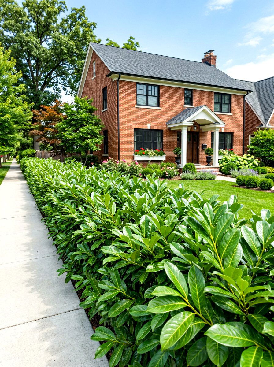 Laurel Leaf Screen - 30 house front hedge ideas