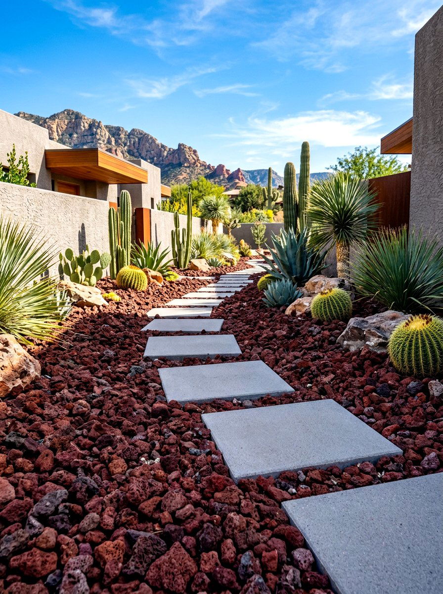 Lava Rock And Pavers - 30 side yard walkway ideas