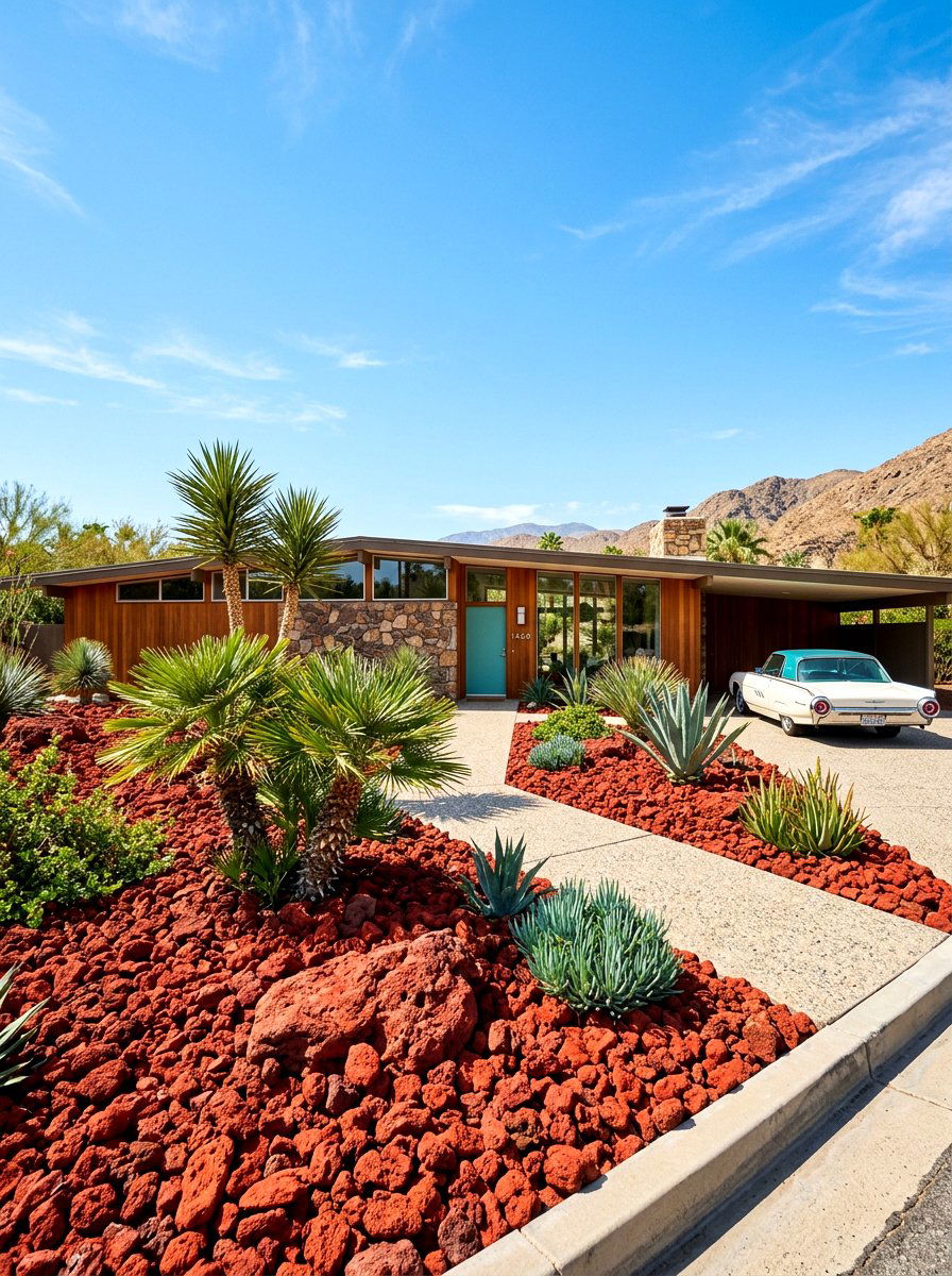Lava Rock Landscape - 30 front yard mulch ideas