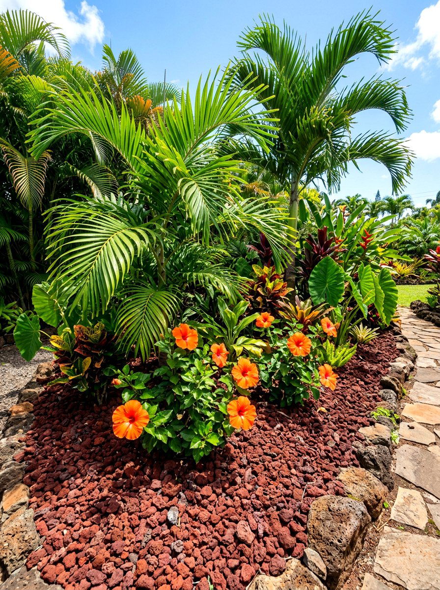 Lava Rock Mulch - 30 flower bed mulch ideas