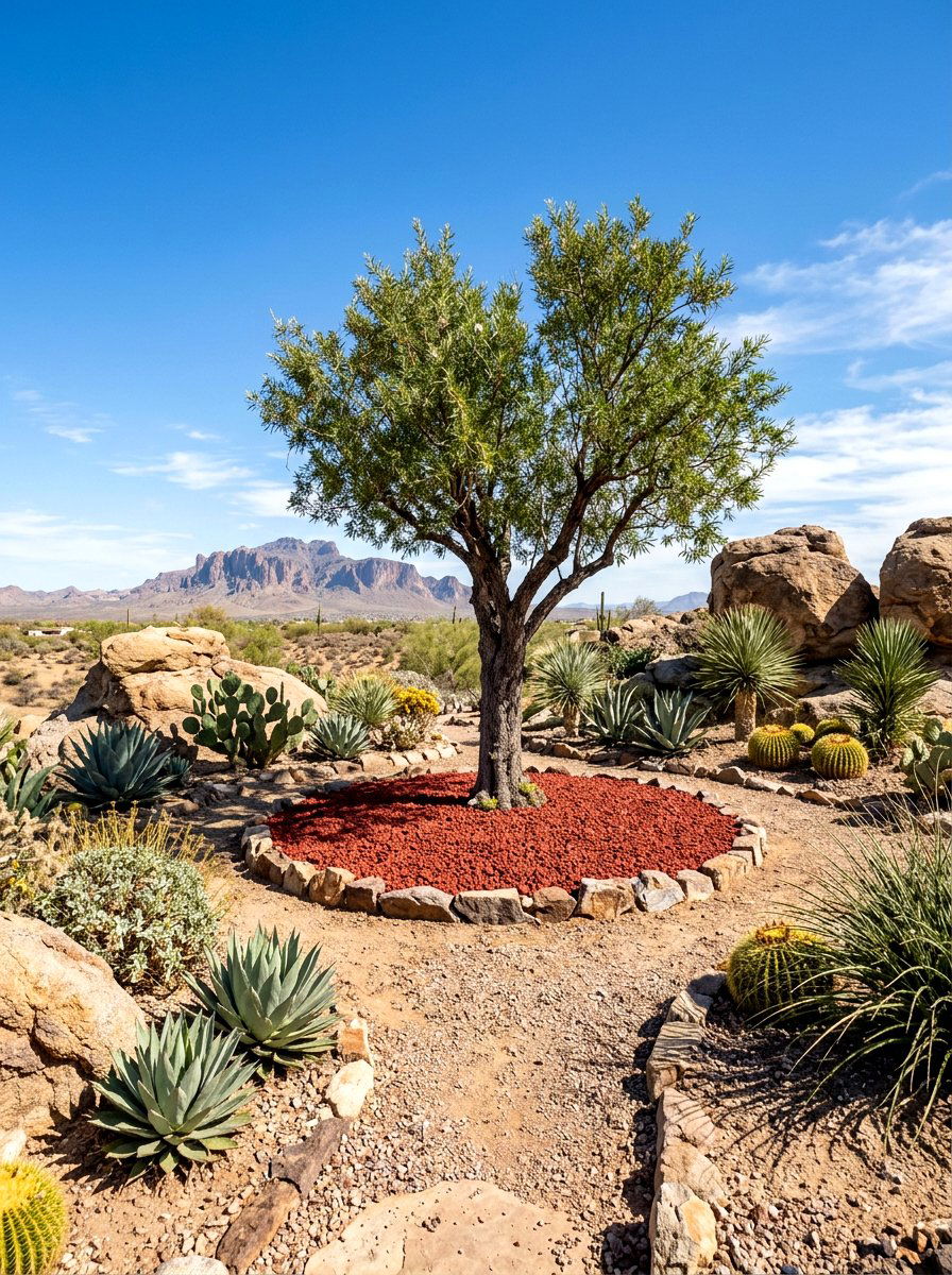 Lava rock mulch ring - 30 mulch ring around tree ideas