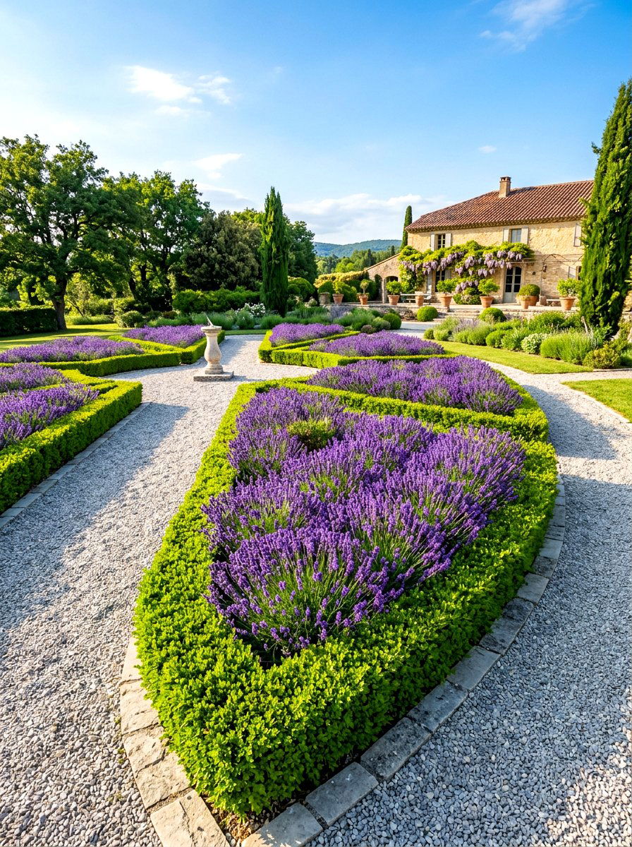 Lavender And Boxwood Parterre - 30 parterre garden ideas
