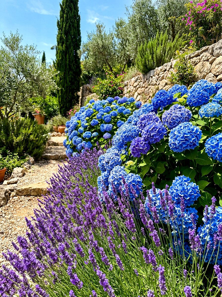 Lavender And Hydrangea Pairing - 30 hydrangea border curb appeal ideas