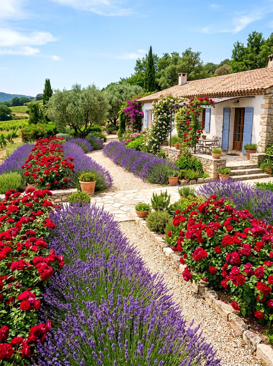Lavender And Rose Garden - 30 cottage flower bed ideas