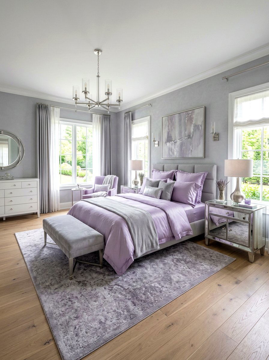 Lavender And Soft Grey Bedroom - 30 bedroom color scheme ideas