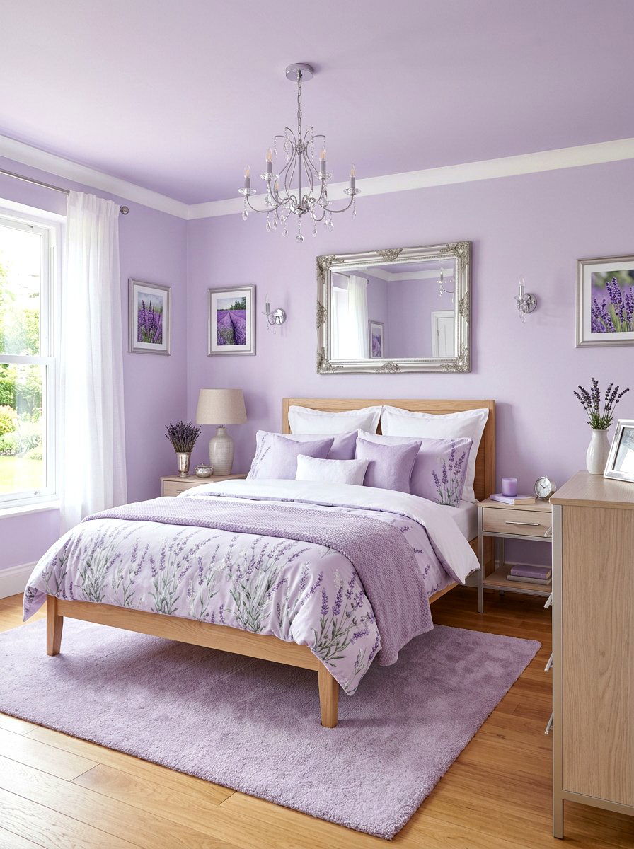 Lavender Bedroom - 30 color drenched bedroom ideas