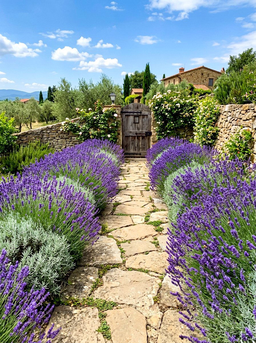 Lavender Border - 30 front yard shrub ideas