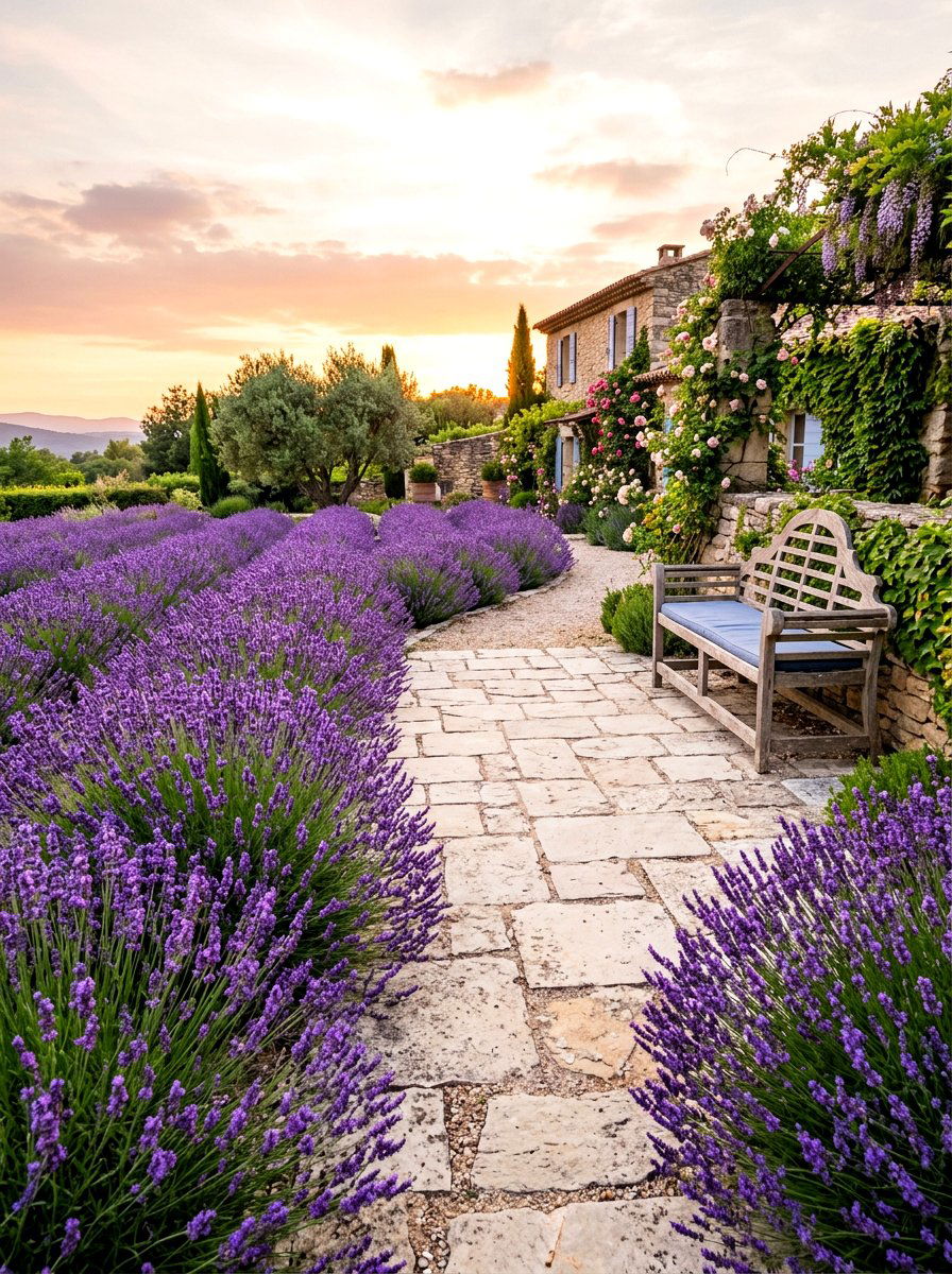 Lavender Border - 30 low maintenance patio garden ideas