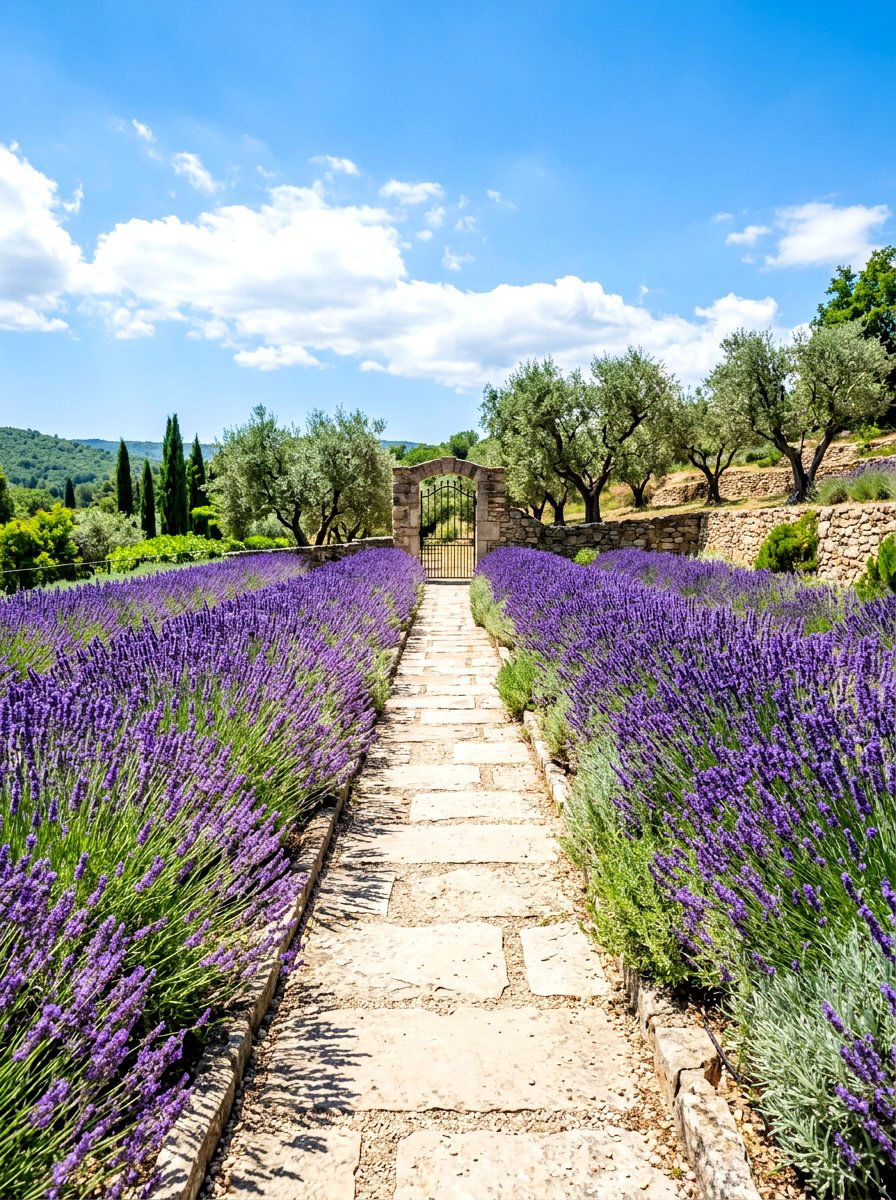 Lavender Border Garden - 30 Mediterranean backyard ideas
