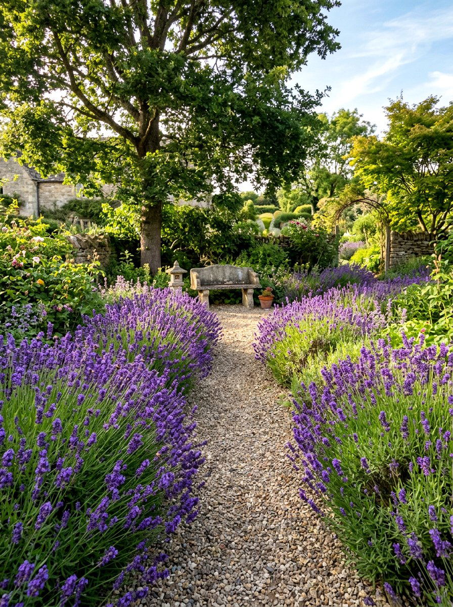 Lavender Border Path - 30 butterfly haven backyard ideas