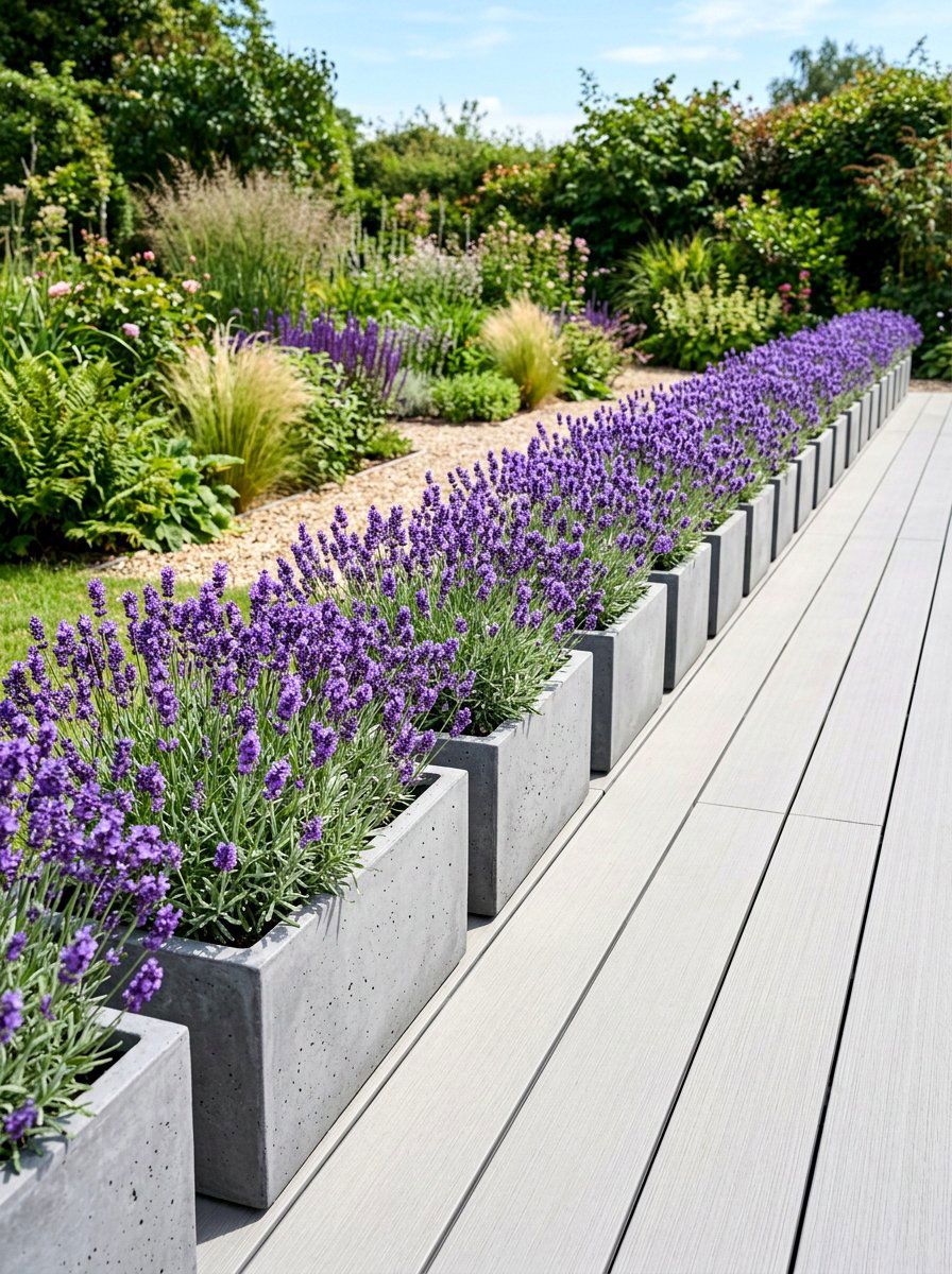 Lavender Border Pot - 30 pollinator patio ideas