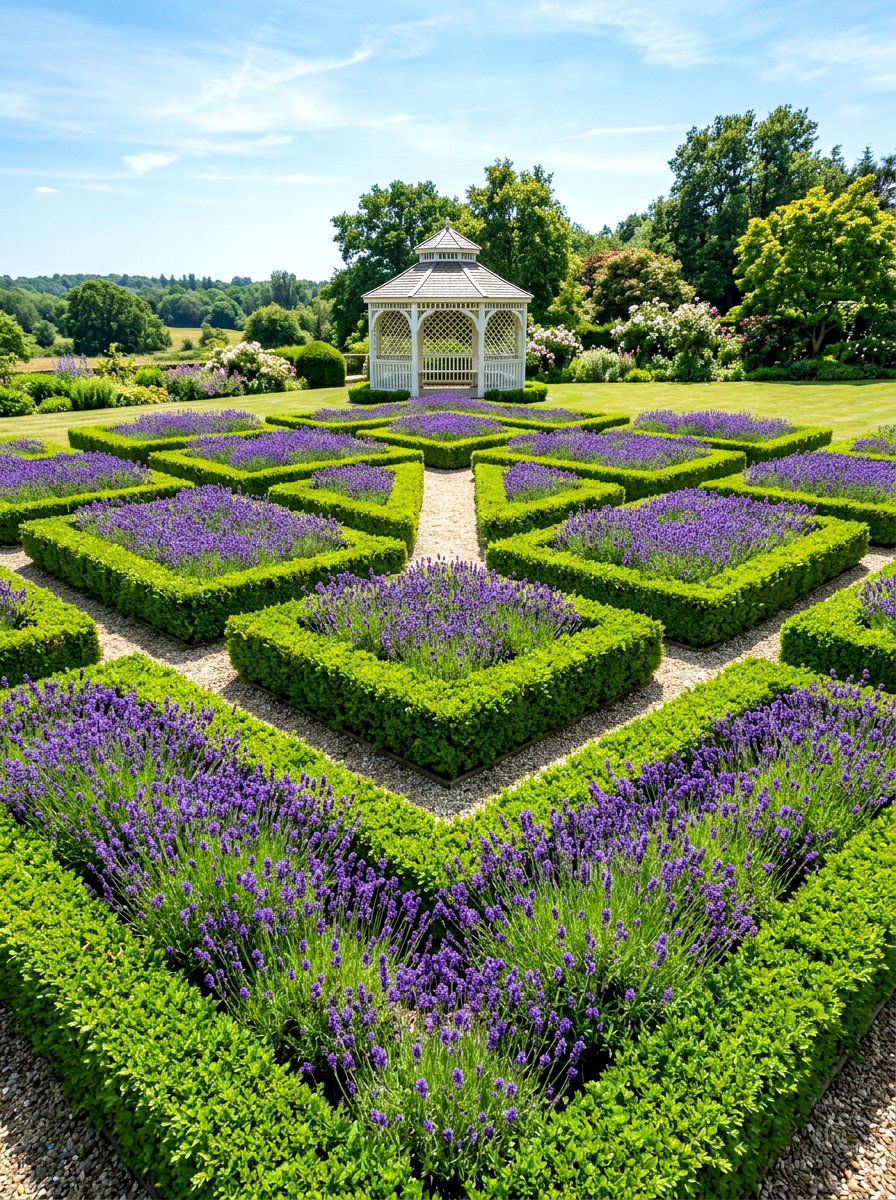 Lavender Boxwood Garden Pattern - 30 herb knot garden ideas