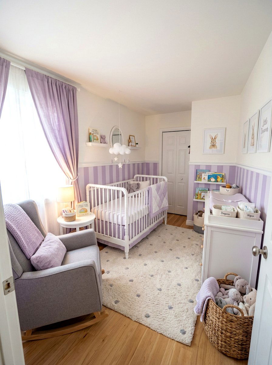 Lavender Candy Stripe Nursery - 30 candy stripe bedroom ideas