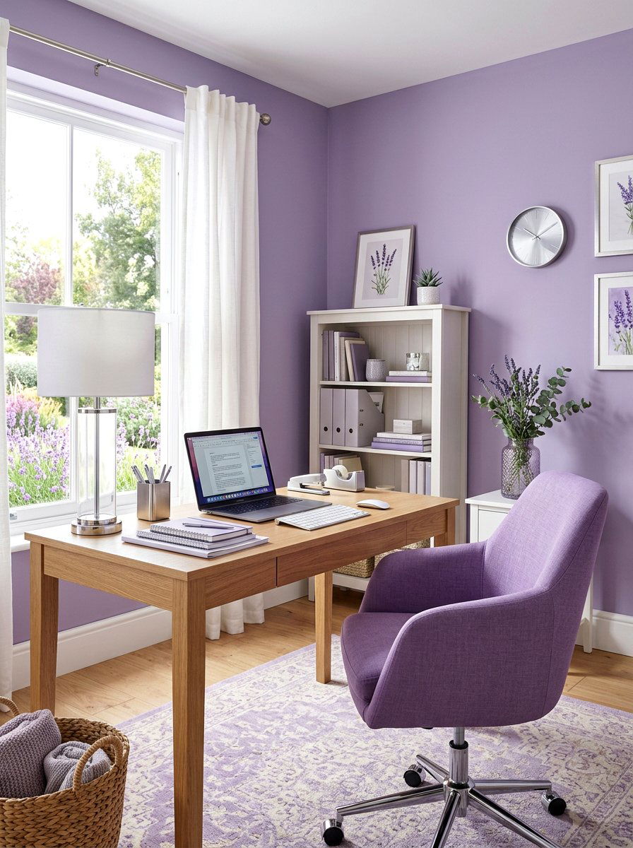 Lavender Color Office - 30 feminine office ideas