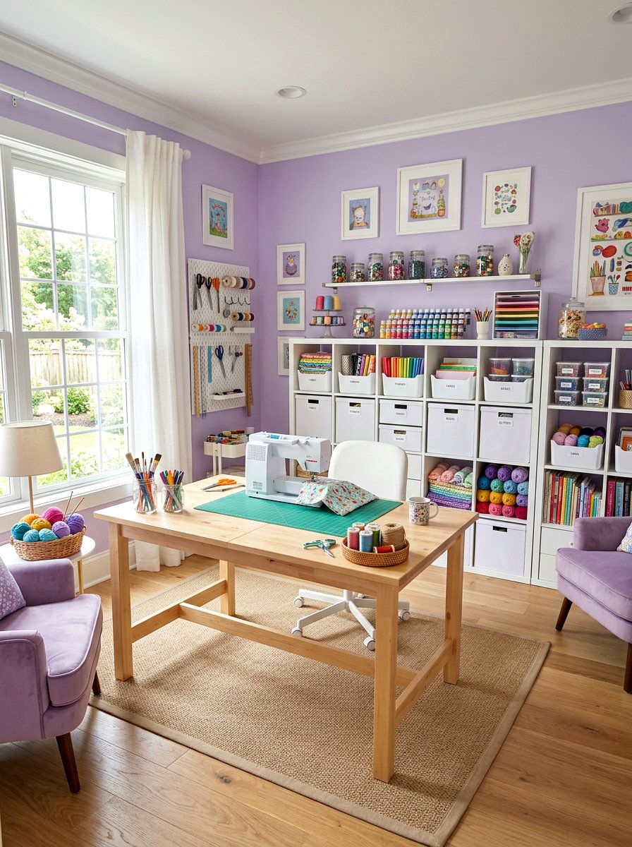 Lavender Craft Room - 30 tiny room big color ideas