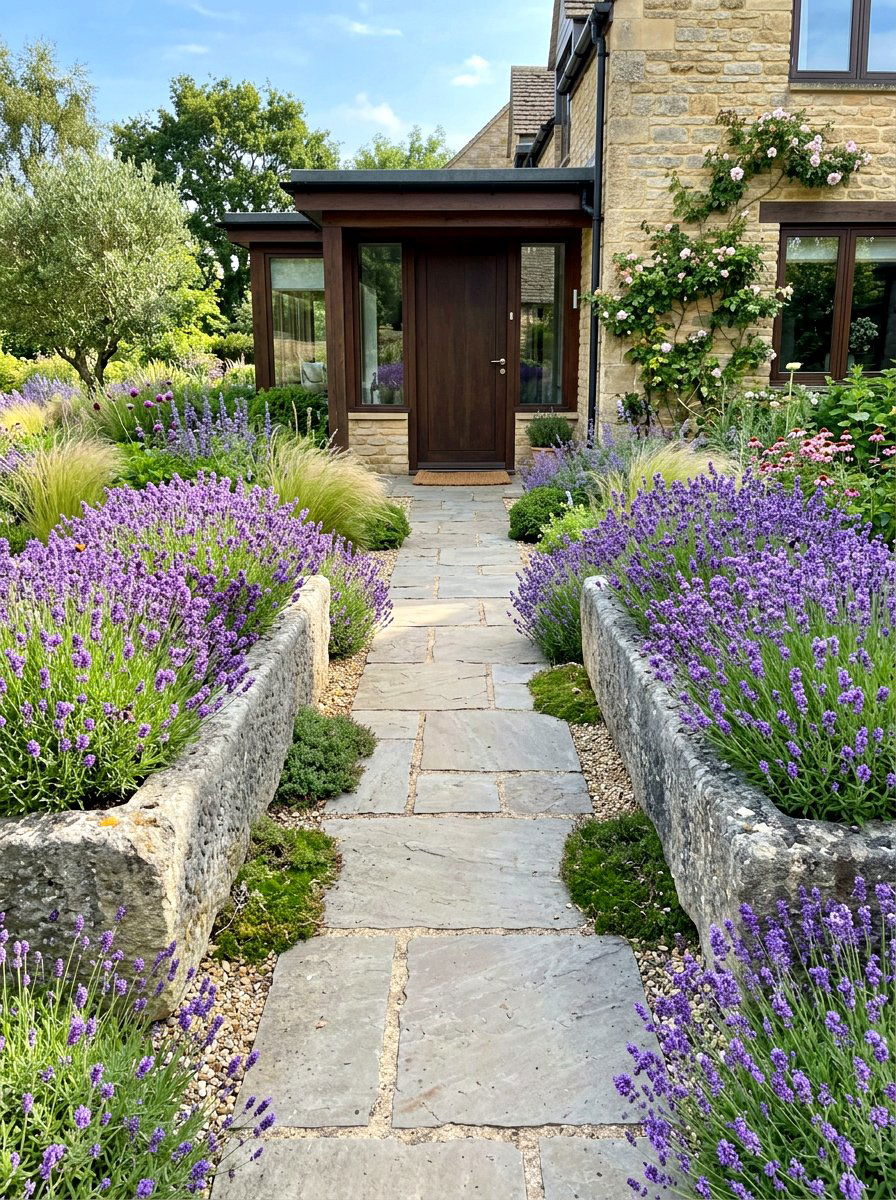 Lavender Entry Garden - 30 spring front entry ideas