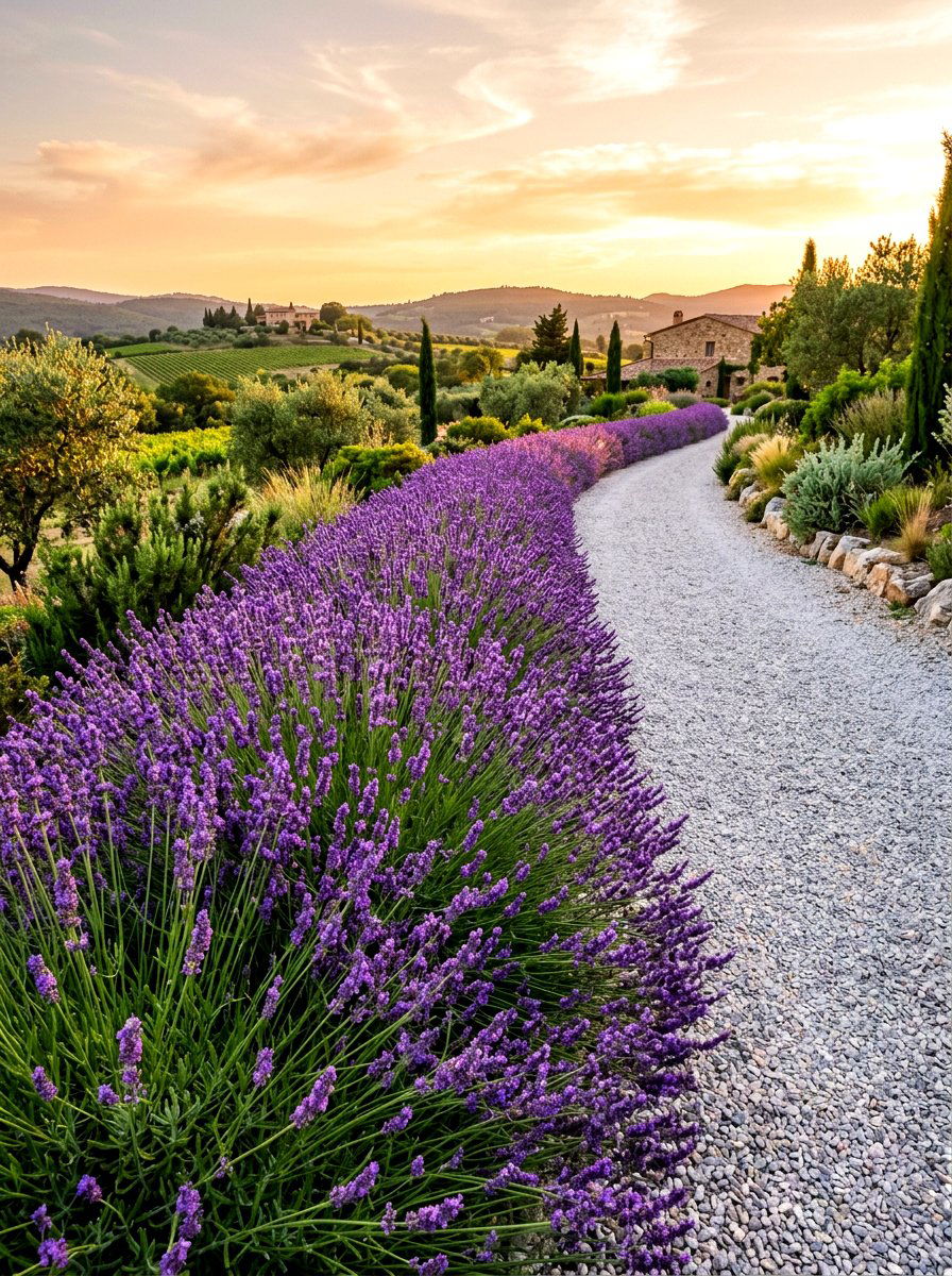 Lavender Field Border - 30 small front yard ideas