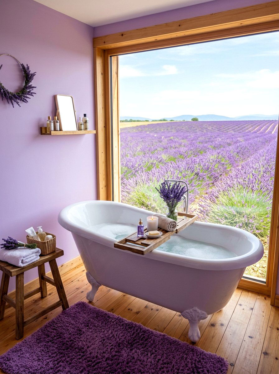 Lavender Field Retreat - 30 bloomcore bathroom ideas