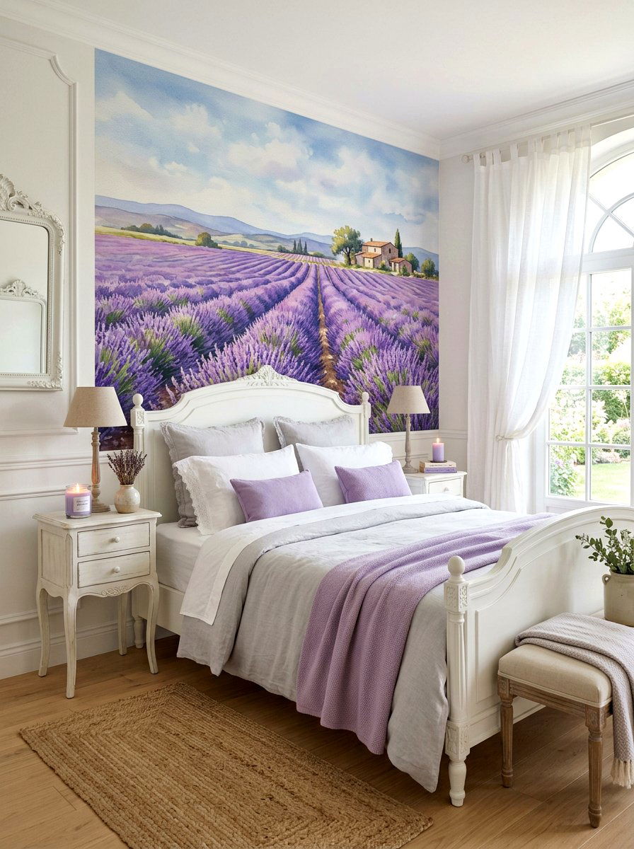 Lavender Field Wall Art - 30 landscape mural wall ideas