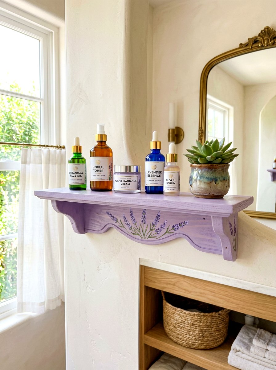 Lavender Floating Shelf - 30 dopamine bathroom ideas