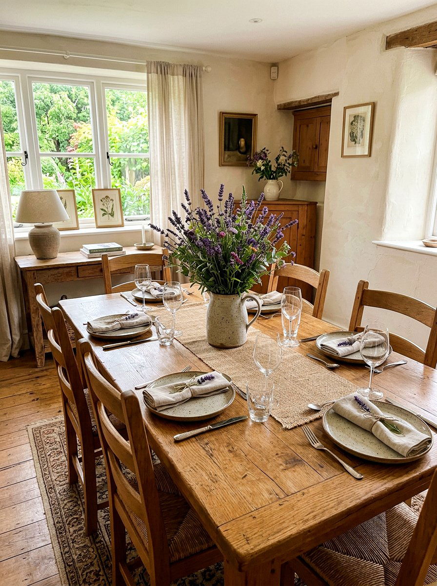 Lavender Floral Table Arrangement - 30 French country dining room decor ideas