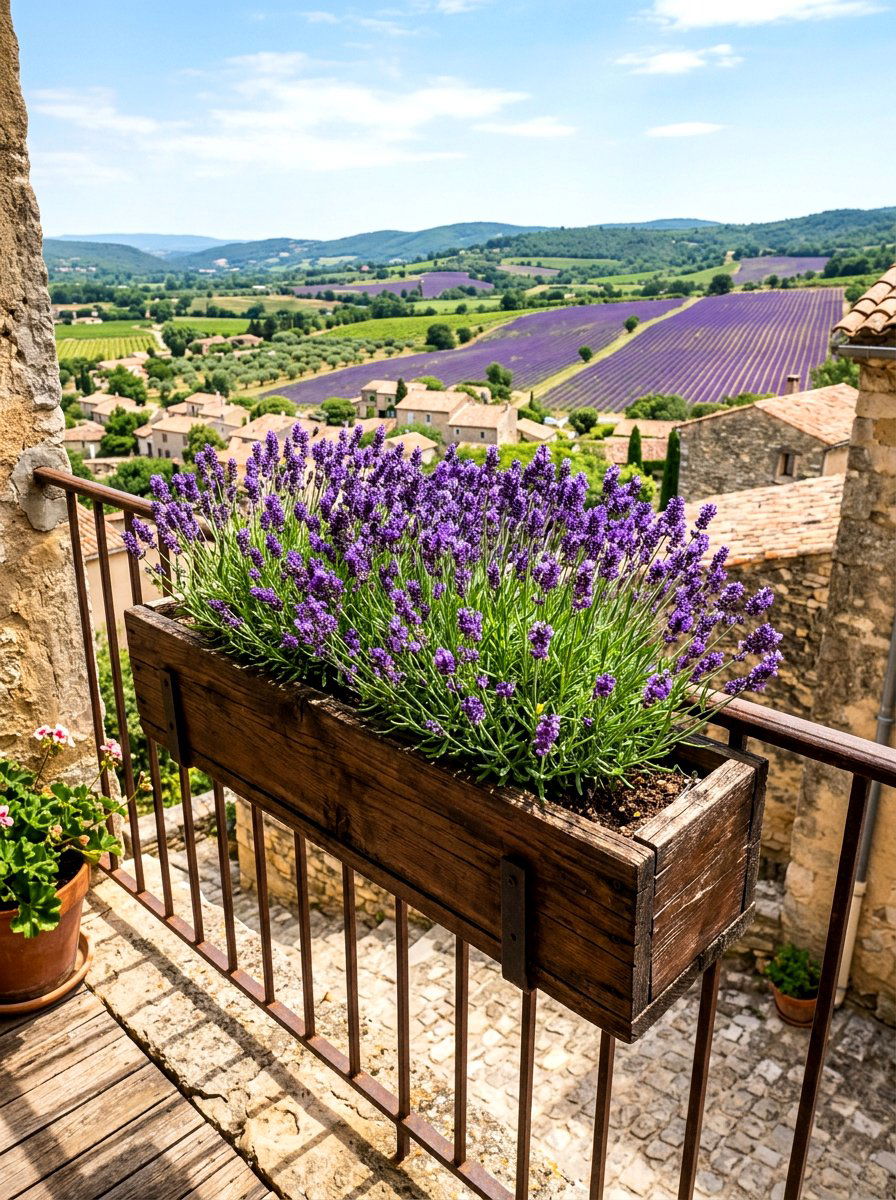 Lavender Flower Box - 30 small apartment balcony garden ideas