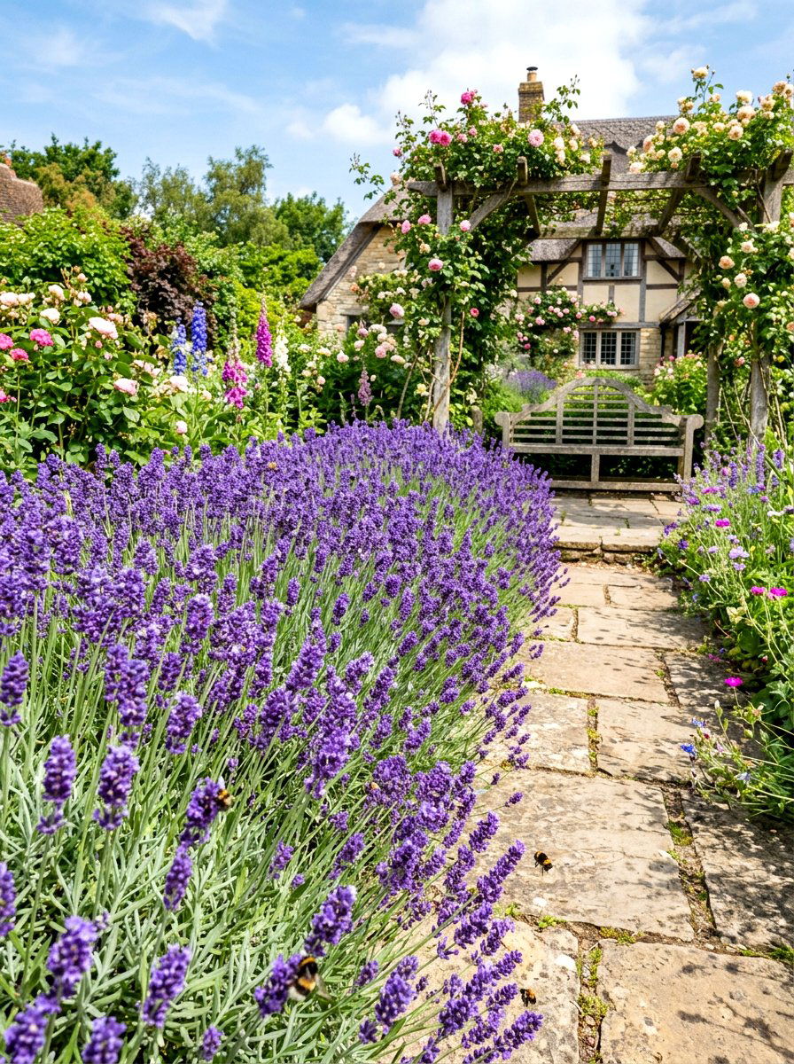 Lavender Flower Hedge - 30 hedge row ideas