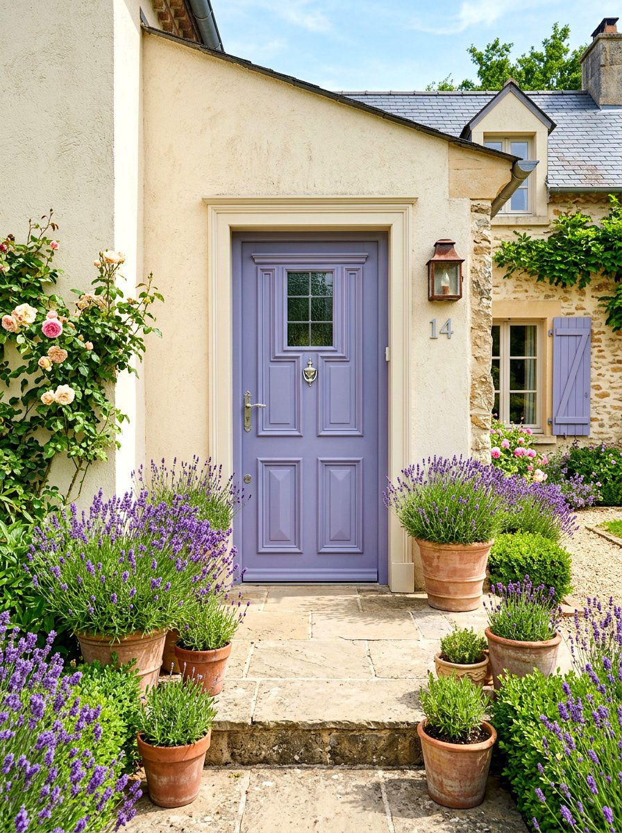 Lavender Front Door - 30 cottage front door ideas
