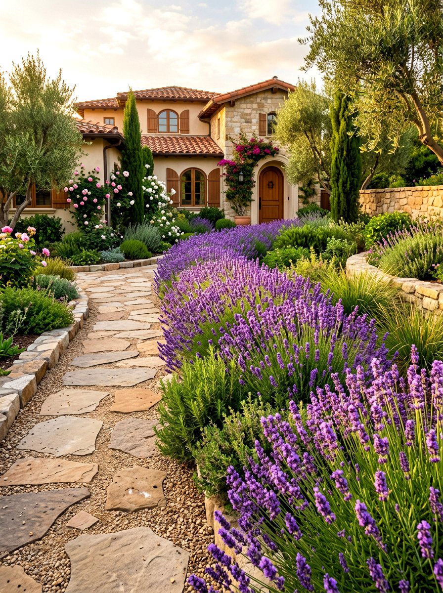 Lavender Front Yard Border - 30 simple front yard ideas