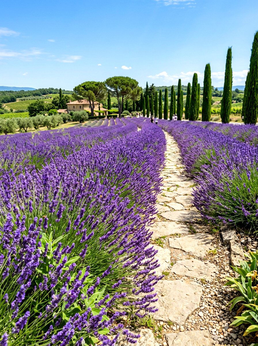 Lavender Garden Bed - 30 Tuscan courtyard ideas