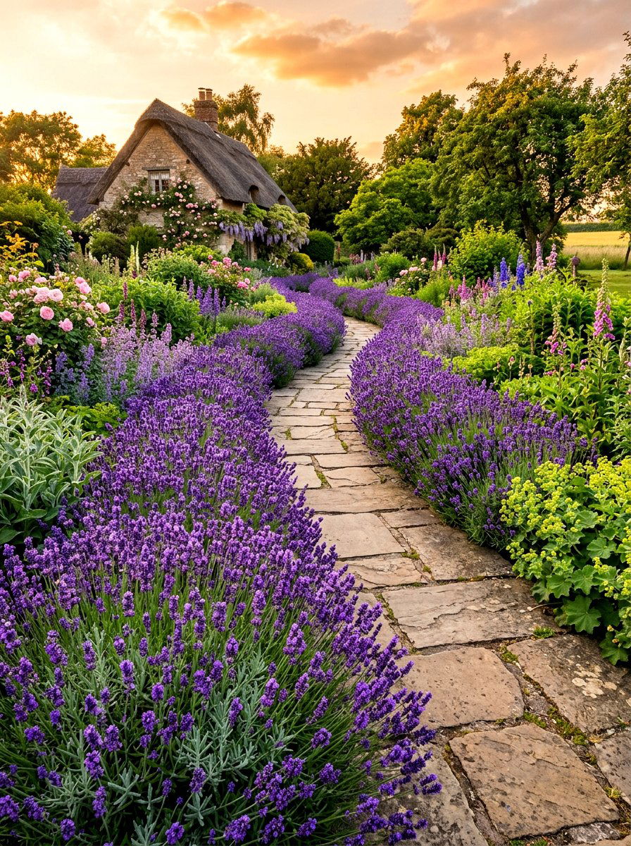 Lavender Garden Border - 30 sensory backyard garden ideas